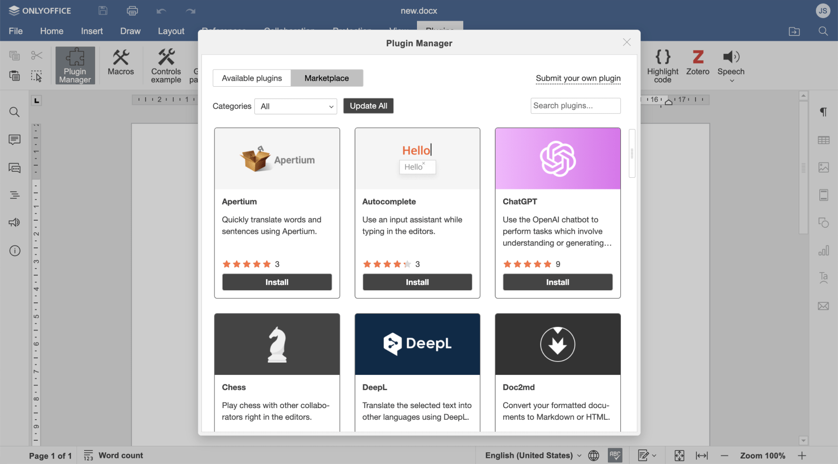 Comment créer un plugin pour ONLYOFFICE Docs